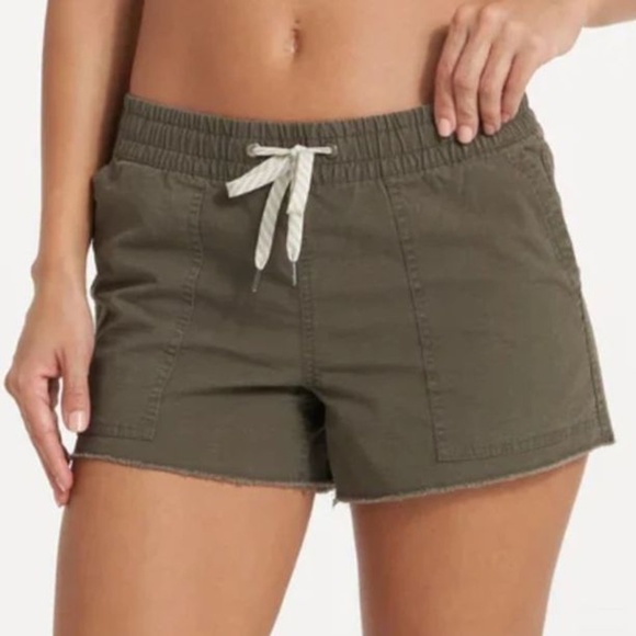 Vuori Pants - Vuori Women's Vintage Ripstop Shorts with Raw Hemline in Army Green